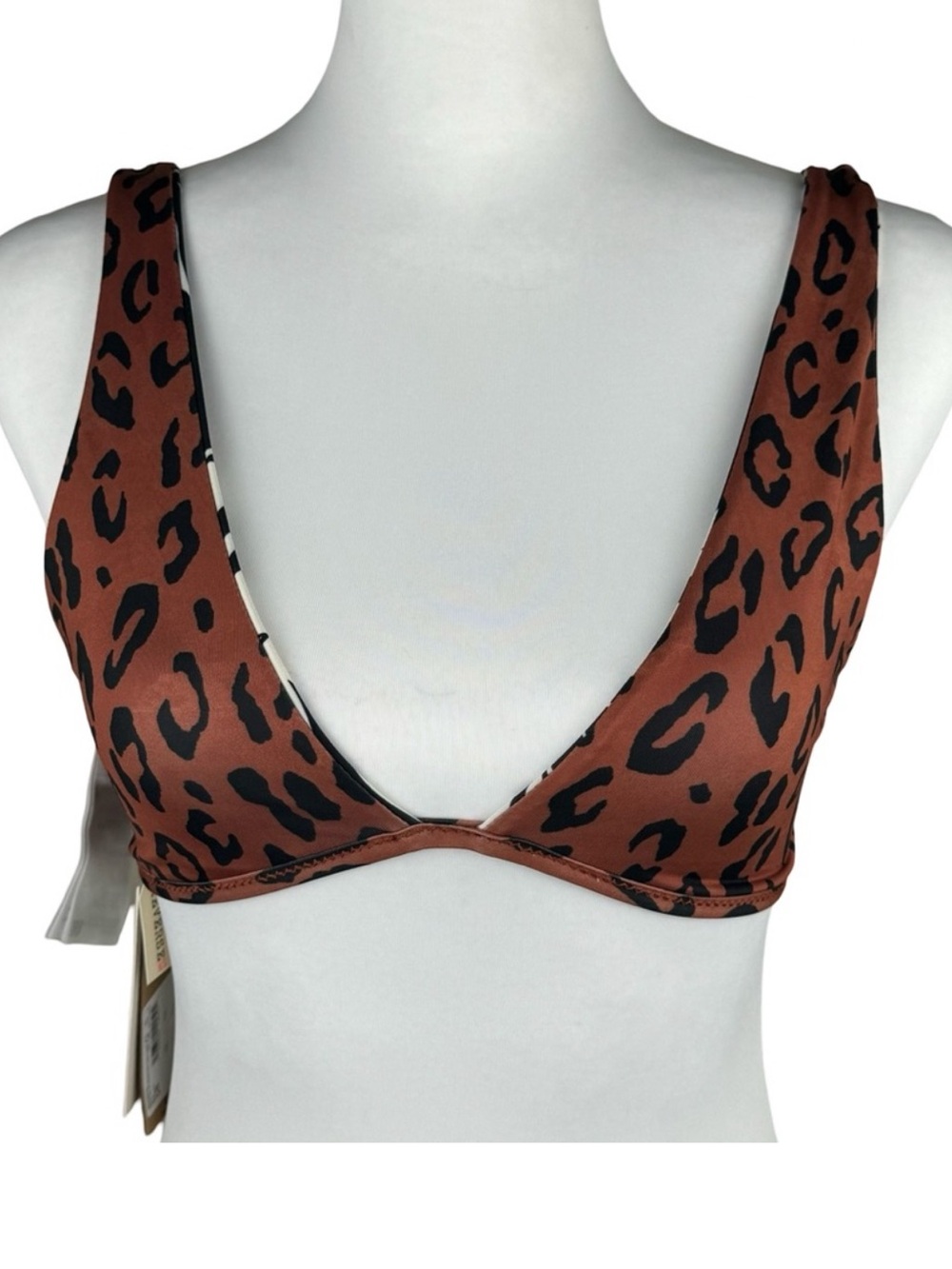 NWT Billabong Spotted N Paradise Reversible Ava Tank Bikini Top Leopard Tropical - Picture 13 of 15